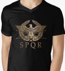Camiseta de cuello en V SPQR- Escudo Estándar del Imperio Romano
