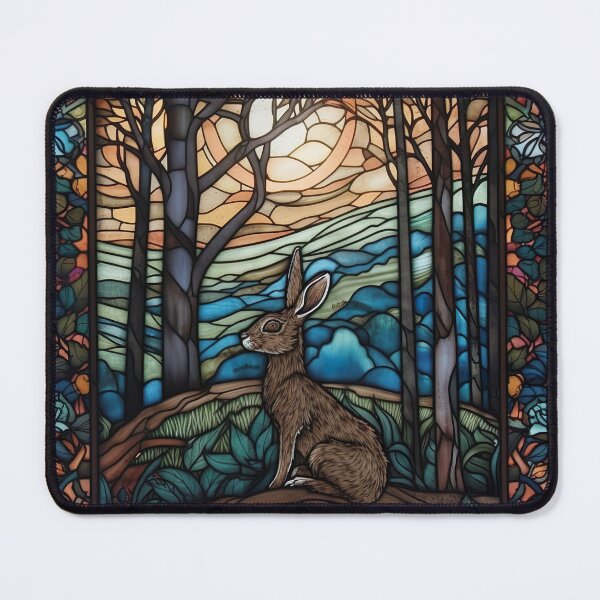 Item preview, Stained Glass Hare and Moonbeams designed and sold by Matt's Artificial Nature.