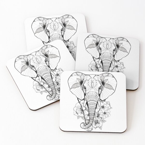 Item preview, Geometric flower elephant designed and sold by alxndraai.