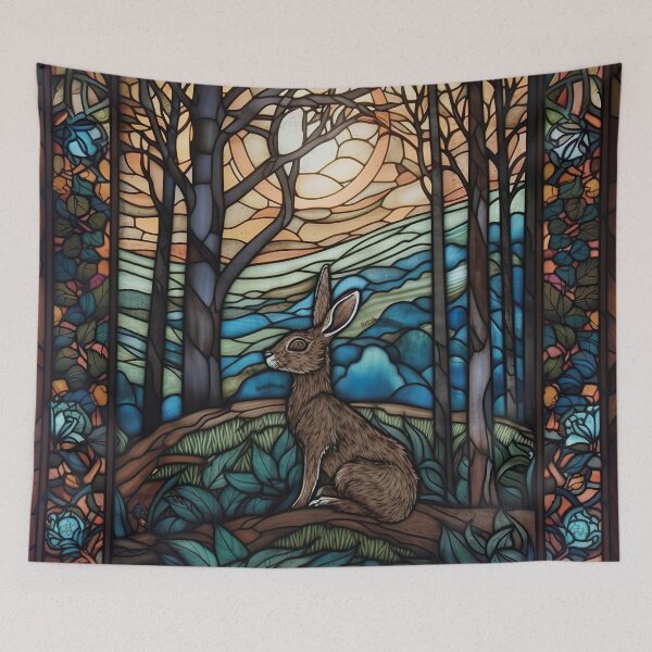 Item preview, Stained Glass Hare and Moonbeams designed and sold by Matt's Artificial Nature.