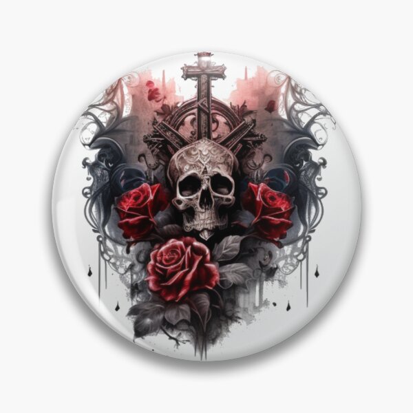 Item preview, Romantic skull with his cross and his roses designed and sold by Nickyvb.