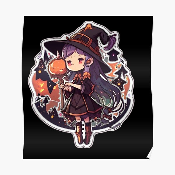 Cute Anime Fire Witch Her Cat Stock Illustration 1623542992  Shutterstock