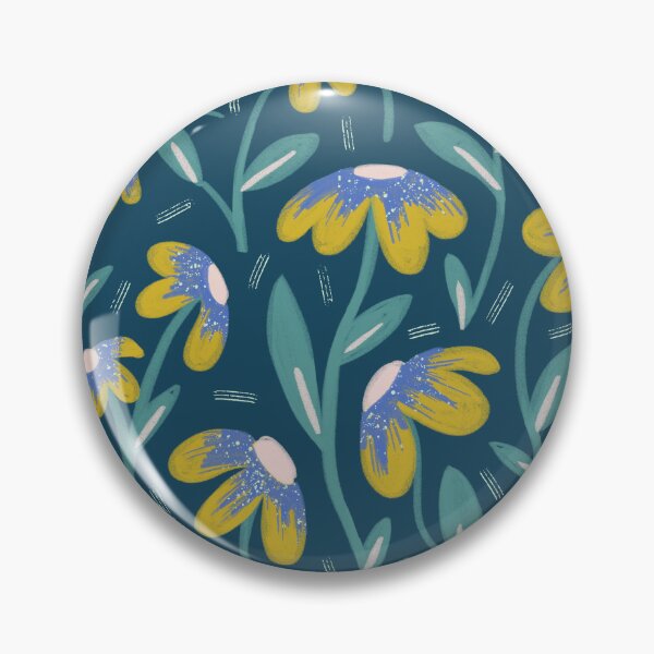 Item preview, Midnight floral - yellow on teal designed and sold by LucyFaulke.