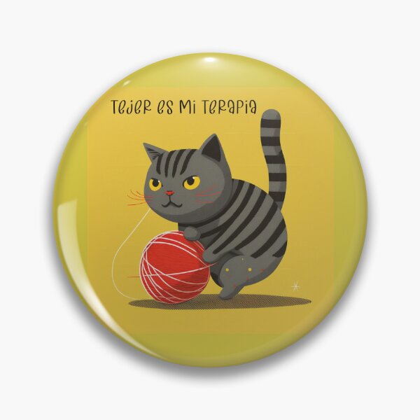Item preview, Knitting is my therapy - Drawing with kitten playing with ball designed and sold by Kentokiyo.