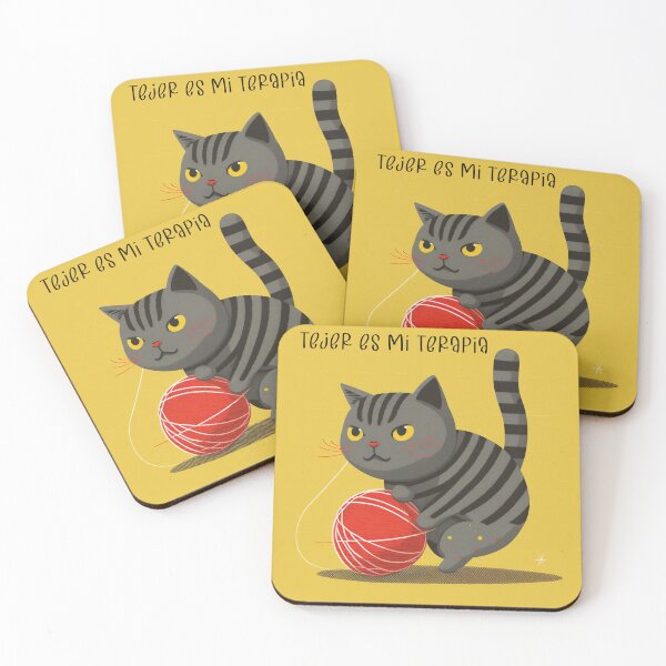 Item preview, Knitting is my therapy - Drawing with kitten playing with ball designed and sold by Kentokiyo.
