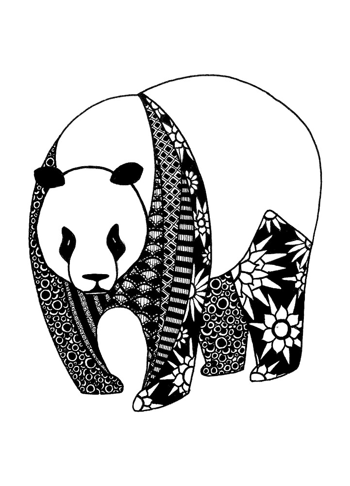 Panda Mandala Noir Et Blanc Black And White Panda Mandala By Indiaedane Redbubble