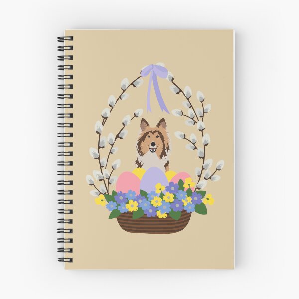 Item preview, Rough Collie Dog with Easter Basket Made of Pussy Willow and Colorful Eggs designed and sold by SeasonalDogs.