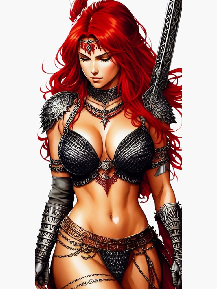 Szerdy Art Print RED SONJA Pinup hot Calendar-style , Signed by artist 11x17