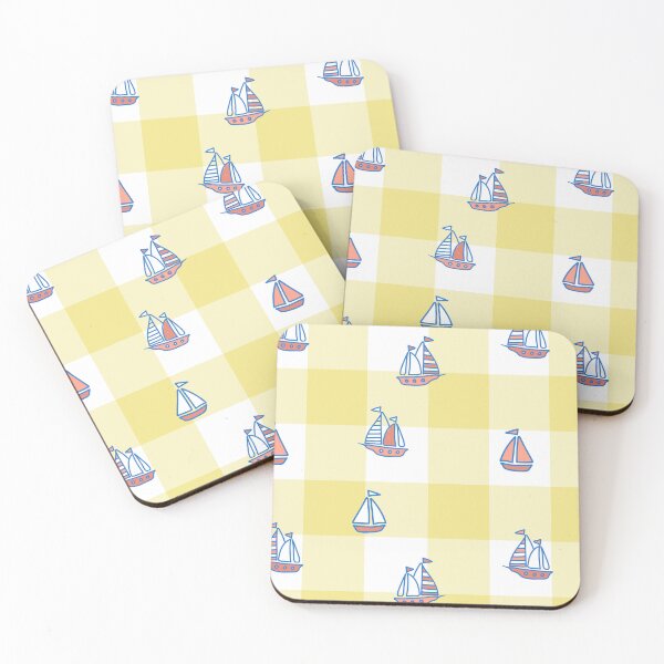 Item preview,  Vichy squares with yellow boats designed and sold by NEWGARDEN STUDIO.