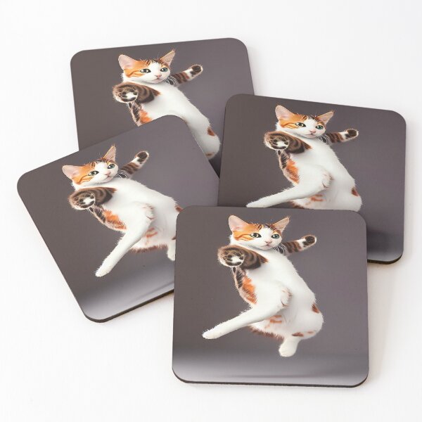 Item preview, Dancing Calico Cat Mid Air Flight with Gray Background designed and sold by deniselynnimage.