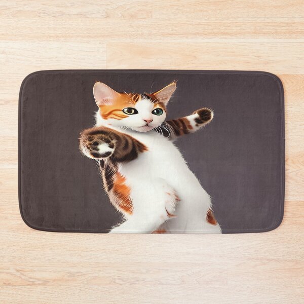 Item preview, Dancing Calico Cat Mid Air Flight with Gray Background designed and sold by deniselynnimage.