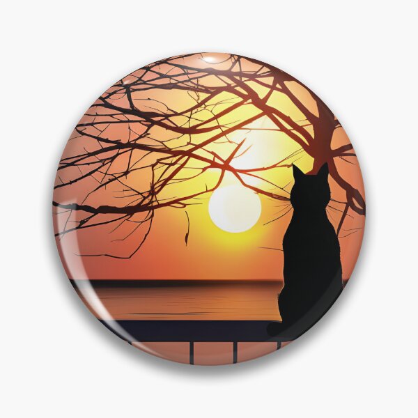 Item preview, A Beautiful Sunset with a Cat Silhouette  designed and sold by Shelley Noel.