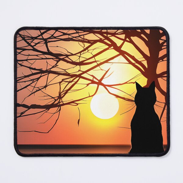 Item preview, A Beautiful Sunset with a Cat Silhouette designed and sold by Shelley Noel.