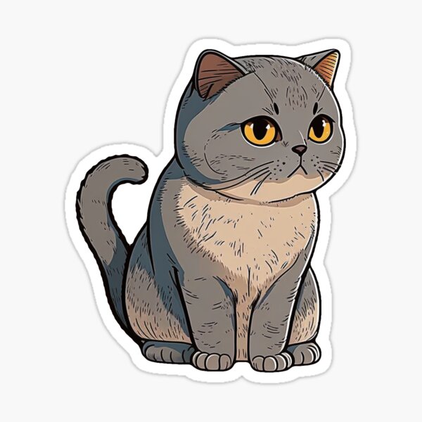 British Shorthair cat icons set cartoon vector. Funny animal