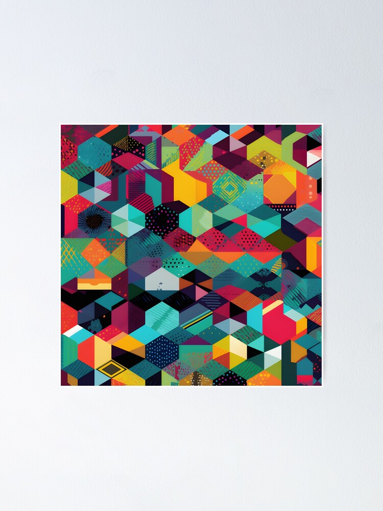 Dynamic Geometric Shapes Pattern Abstract Modern Colorful Simple Poster  for Sale by shashtopia