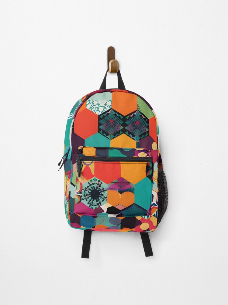 Thumbnail 1 of 3, Backpack, Dynamic Geometric Shapes Pattern Abstract Modern Colorful Simple designed and sold by shashtopia.
