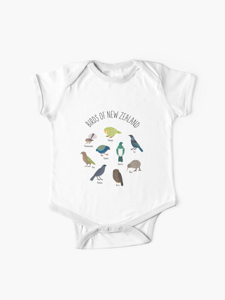 Birds Of New Zealand - Kiwi, Kakapo, Tui, Fanatail, Kaka, Kea Baby  One-Piece for Sale by rebeccatiana