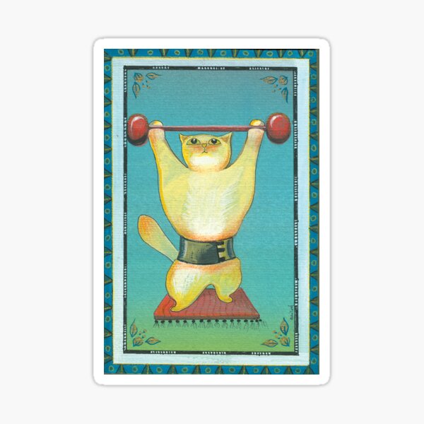 A training cat athlet Sticker