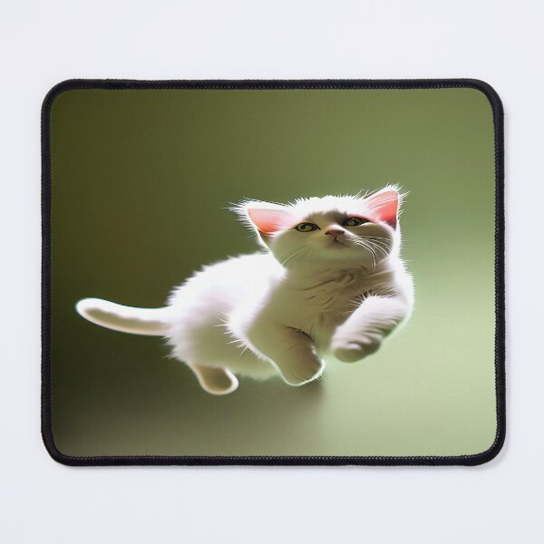 Item preview, Creme Colored Kitten Mid Air Jump with Green Background designed and sold by deniselynnimage.