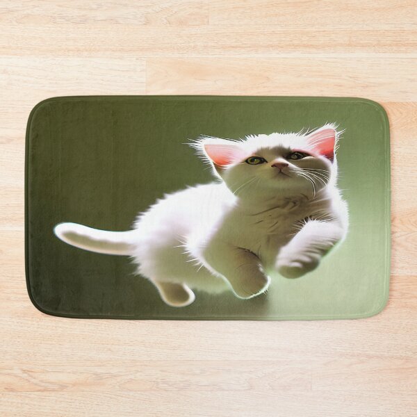 Item preview, Creme Colored Kitten Mid Air Jump with Green Background designed and sold by deniselynnimage.