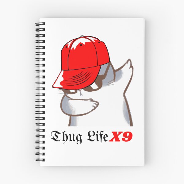 Aperçu de l'œuvre Design avec un chat avec chapeau et lunettes et le message Thug Life x9 créée et vendue par CatFans.