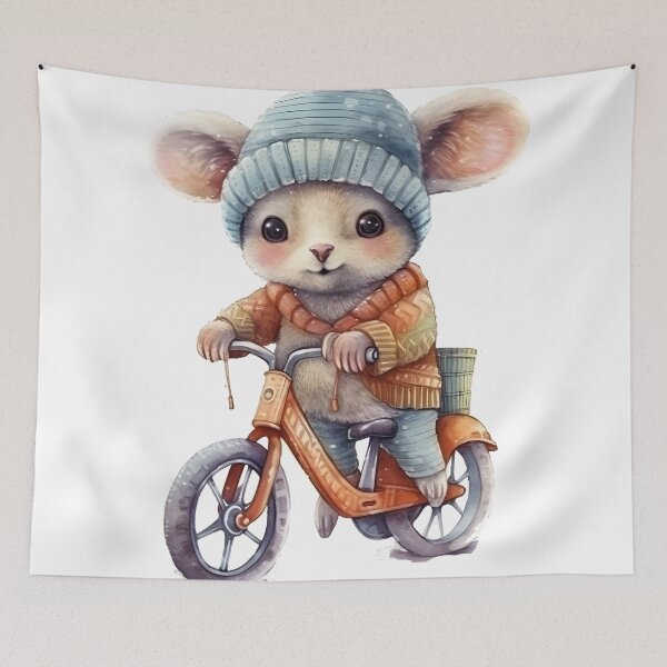Item preview, Hamster on a bicycle in watercolor designed and sold by AnimalsCartoon.