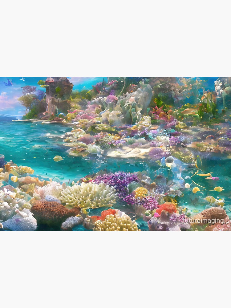 Thumbnail 3 of 3, Sticker, Surreal Fantasy Ocean designed and sold by futureimaging.