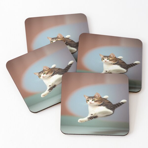 Item preview, Calico High Jumping Cat with Blue and Brown designed and sold by deniselynnimage.