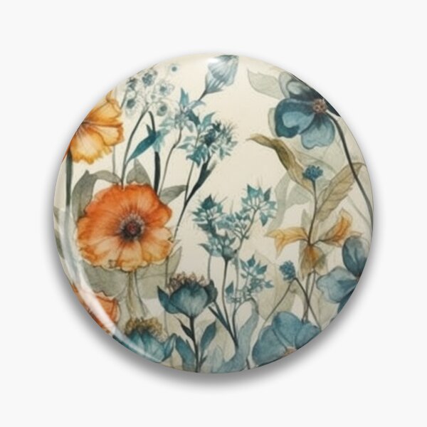 Item preview, Orange and Blue Botanical Flowers designed and sold by dcwildfinds.