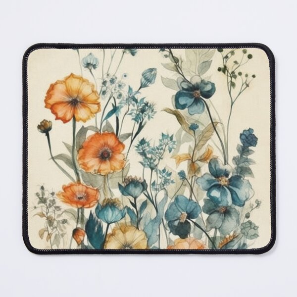 Item preview, Orange and Blue Botanical Flowers designed and sold by dcwildfinds.
