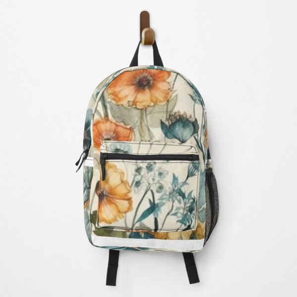 Item preview, Orange and Blue Botanical Flowers designed and sold by dcwildfinds.