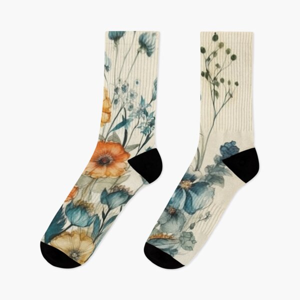 Item preview, Orange and Blue Botanical Flowers designed and sold by dcwildfinds.