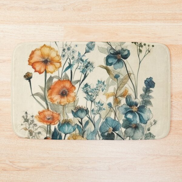Item preview, Orange and Blue Botanical Flowers designed and sold by dcwildfinds.