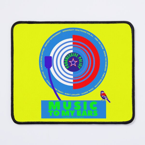 Item preview, PMD00657 Progressive Movement Designs Progressive Record player music motif design with 12 policy goals for progressive Democrats Independents and Bernie Sanders supporters designed and sold by ProgressiveLeft.