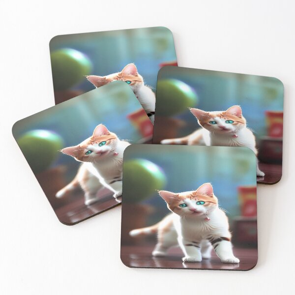 Item preview, Attentive Calico Green Eyed Kitten with Green Background designed and sold by deniselynnimage.