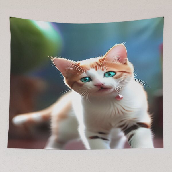 Item preview, Attentive Calico Green Eyed Kitten with Green Background designed and sold by deniselynnimage.
