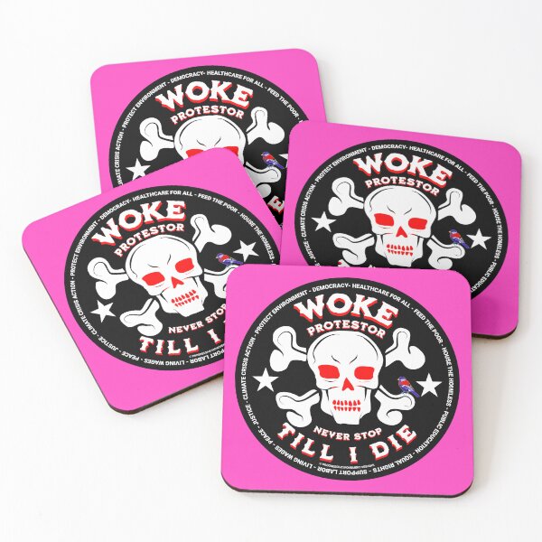 Item preview, PMD00658 Progressive Movement Designs funny Woke Till I Die skull design shows you support progressive policy goals for progressive Democrats and Independents and Bernie Sanders supporters designed and sold by ProgressiveLeft.