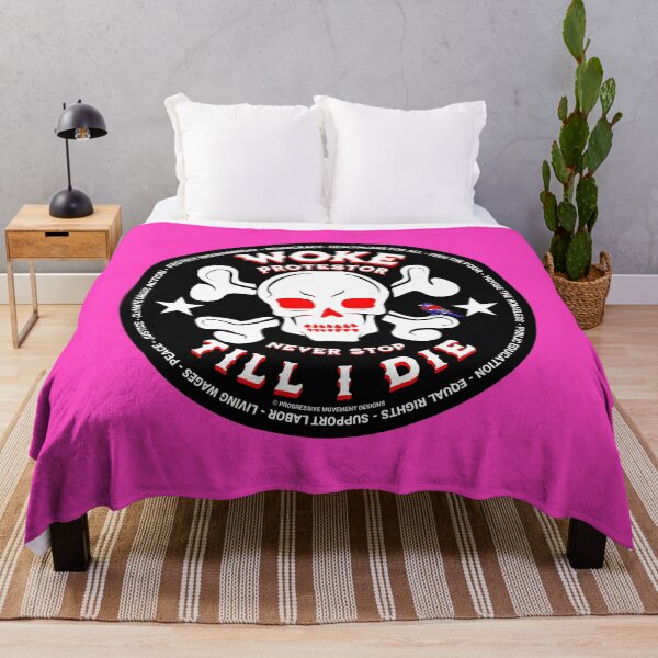 Item preview, PMD00658 Progressive Movement Designs funny Woke Till I Die skull design shows you support progressive policy goals for progressive Democrats and Independents and Bernie Sanders supporters designed and sold by ProgressiveLeft.