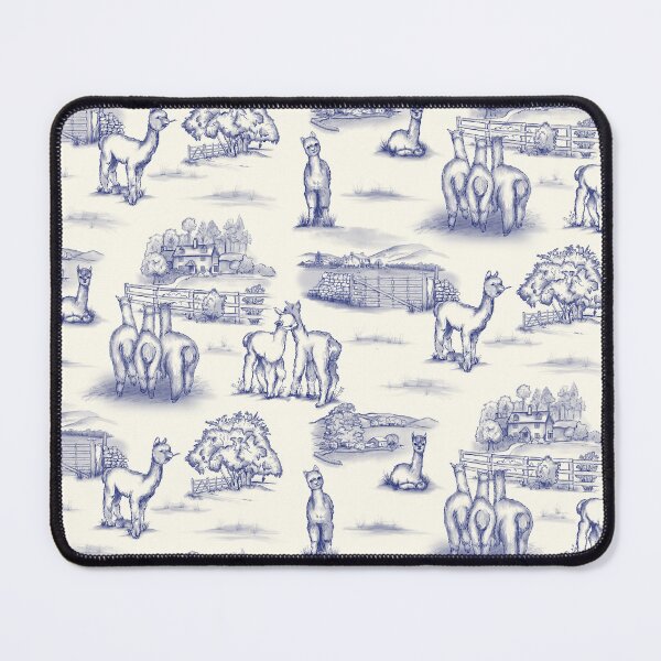 Item preview, Alpaca Toile blue denim on cream designed and sold by Sharilea.