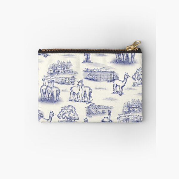 Item preview, Alpaca Toile blue denim on cream designed and sold by Sharilea.
