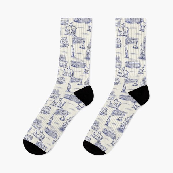 Item preview, Alpaca Toile blue denim on cream designed and sold by Sharilea.