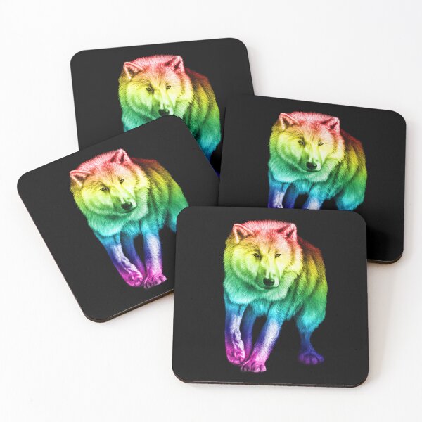 Item preview, White wolf coming out of the dark - rainbow colorized version 1 designed and sold by SylvieG18.