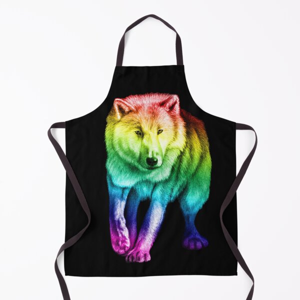Item preview, White wolf coming out of the dark - rainbow colorized version 1 designed and sold by SylvieG18.