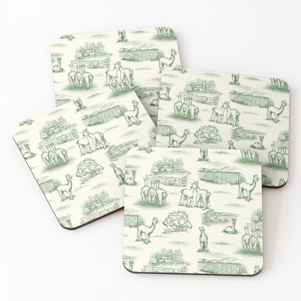 Item preview, Alpaca Toile green on cream designed and sold by Sharilea.