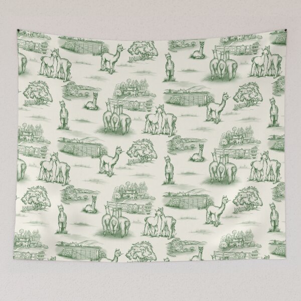 Item preview, Alpaca Toile green on cream designed and sold by Sharilea.
