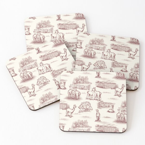 Item preview, Alpaca Toile burgundy on cream designed and sold by Sharilea.