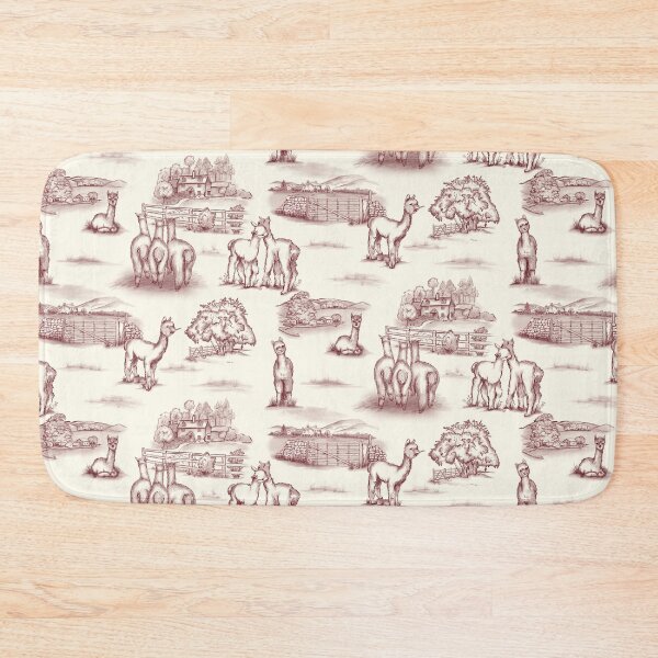 Item preview, Alpaca Toile burgundy on cream designed and sold by Sharilea.