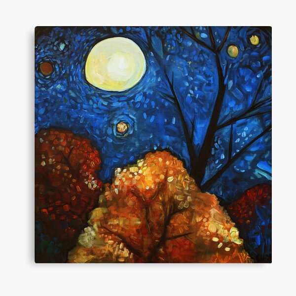 Blue Fall Moon Canvas Print