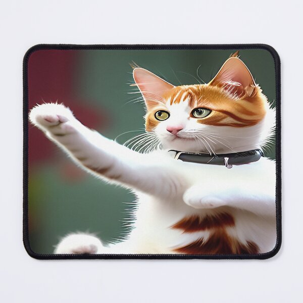 Item preview, Green Eyed Karate Kitten in Action with Green and Red Background designed and sold by deniselynnimage.