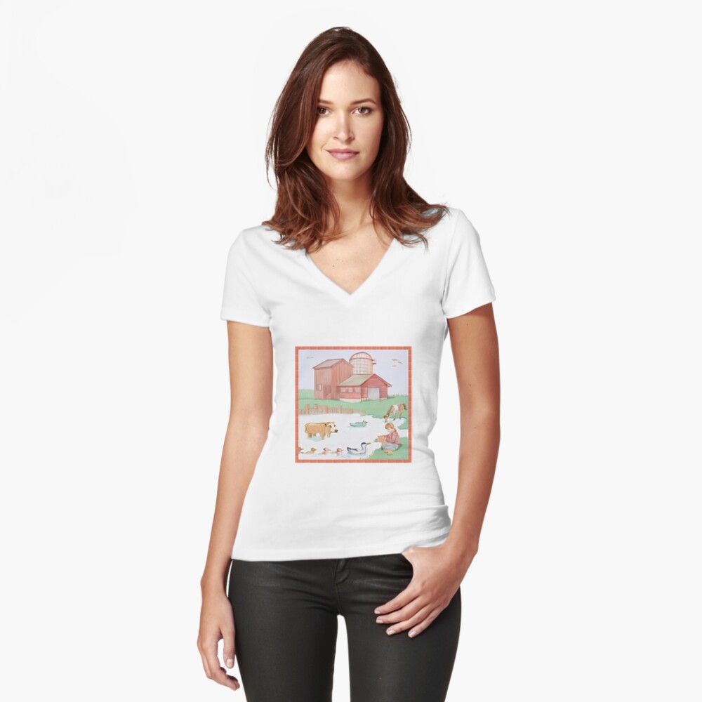 Vista previa del artículo con la obra «Camiseta entallada de cuello en V», diseñado y vendido por Jeanine-King.